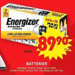 ICA Maxi Energizer batterier erbjuda