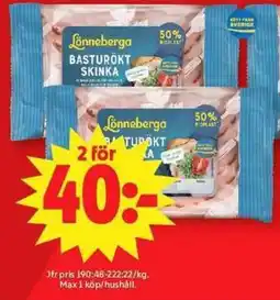 ICA Maxi Lonneberga basturökt skinka erbjuda