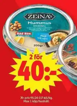 ICA Maxi Zeina's Hummus Original erbjuda