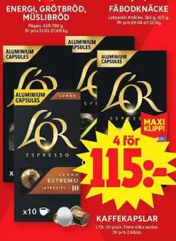 ICA Maxi L'Or kaffekapslar erbjuda