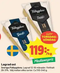 Coop Falbygdens lagrad ost erbjuda