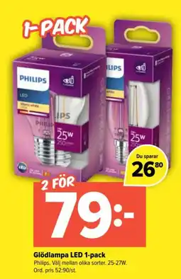 Coop Extra Philips glödlampa led erbjuda