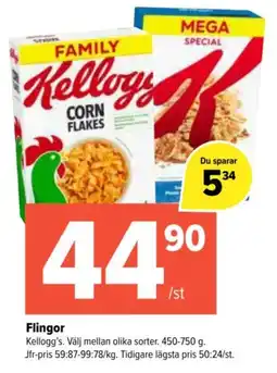 Coop Extra Kellogg's corn flakes erbjuda