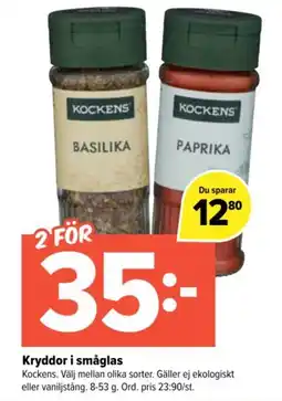 Coop Extra Kockens kryddor i småglas erbjuda