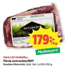 Coop Naturkött färska entrecôte/biff erbjuda