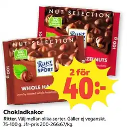 Coop Ritter chokladkakor erbjuda
