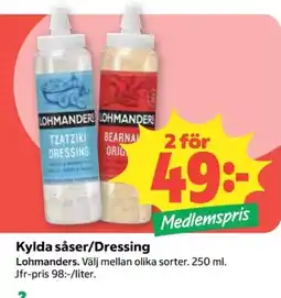 Coop Lohmanders kylda såser/dressing erbjuda