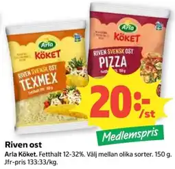 Coop Arla Köket Riven ost erbjuda