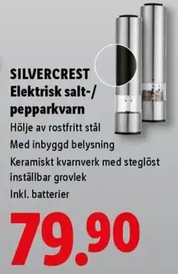 Lidl Silvercrest elektrisk salt-/pepparkvarn erbjuda