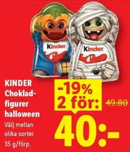 Lidl Kinder chokladfigurer halloween erbjuda