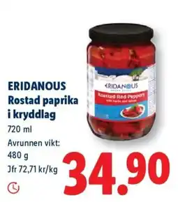 Lidl Eridanous rostad paprika i kryddlag erbjuda