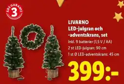 Lidl Livarno led-julgran och -adventskrans, set erbjuda