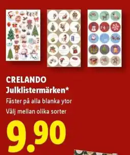 Lidl Crelando julklistermärken erbjuda