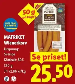 Lidl Matriket Wienerkorv erbjuda