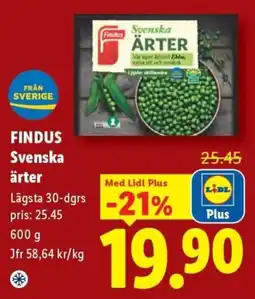 Lidl Findus svenska ärter erbjuda