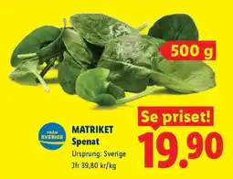 Lidl Matriket Spenat erbjuda