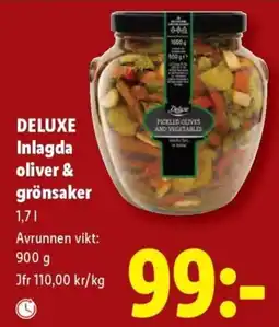 Lidl Deluxe inlagda oliver & grönsaker erbjuda