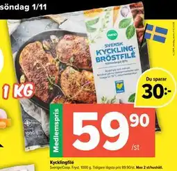 Coop Extra Kycklingfilé, Medlemspris erbjuda