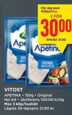 Willys Vitost Apetina erbjuda