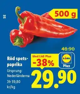 Lidl Röd spets-paprika erbjuda
