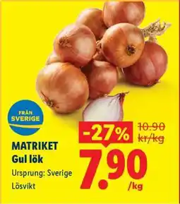 Lidl Matriket Gul lök erbjuda