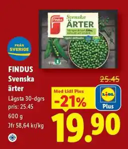 Lidl FINDUS Svenska ärter erbjuda