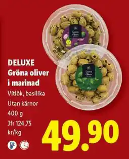 Lidl Deluxe Gröna oliver i marinad erbjuda