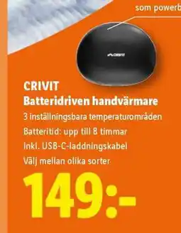 Lidl CRIVIT Batteridriven handvärmare erbjuda
