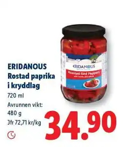 Lidl Eridanous Rostad paprika i kryddlag erbjuda