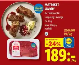 Lidl MATRIKET Lövbiff erbjuda
