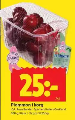 ICA Supermarket Plommon i korg erbjuda