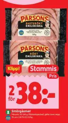 ICA Supermarket Pärsons Rökt Emils Skinka erbjuda
