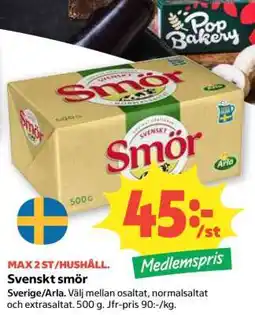 Coop SVENSKT SMÖR erbjuda
