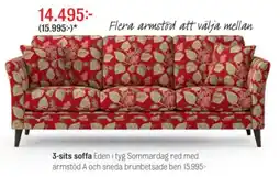 Mio Eden 3-sits soffa i tyg Sommardag red erbjuda