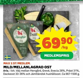 Coop Extra Mild/mellanlagrad ost erbjuda