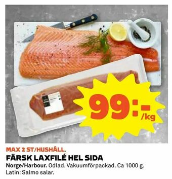 Coop Extra Färsk laxfilé hel sida erbjuda