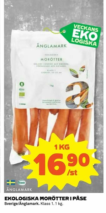 Coop Daglivs Ekologiska morötter i påse erbjuda