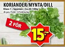 Matvärlden Tensta KORIANDER/MYNTA/DILL erbjuda