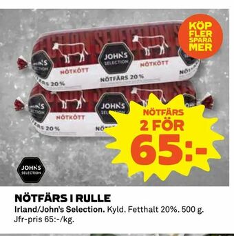 Coop Nötfärs i rulle erbjuda