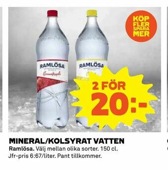 Coop Mineral/kolsyrat vatten erbjuda
