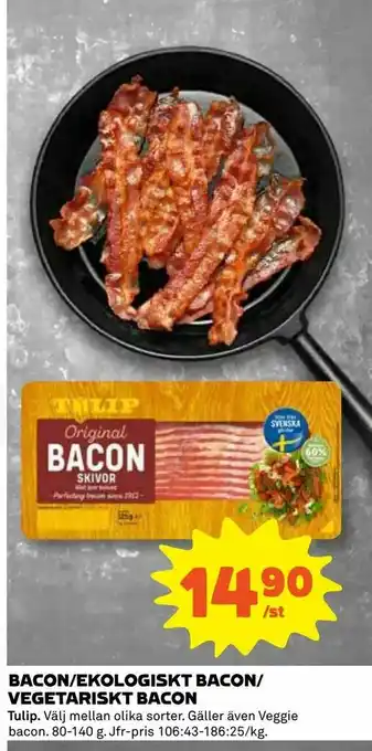Coop Bacon/ekologiskt bacon/ vegetariskt bacon erbjuda