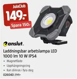 Jula anslut laddningsbar arbetslampa led erbjuda