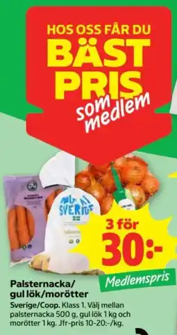 Stora Coop Palsternacka/gul lök/morötter erbjuda
