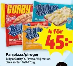 Stora Coop Billys/Gorby's pan pizza/piroger erbjuda