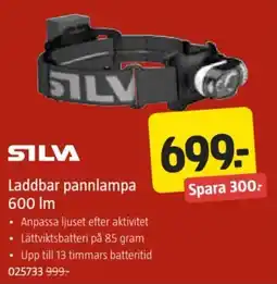 Jula Silva laddbar pannlampa erbjuda