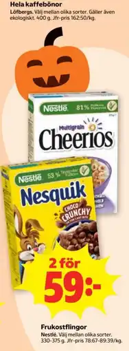 Stora Coop Nestlé frukostflingor erbjuda