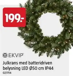 Jula Ekvip julkrans med batteridriven belysning led ø50 cm ip44 erbjuda