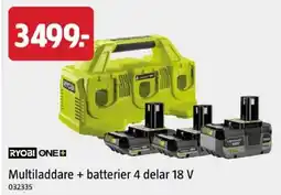 Jula Ryobi one+ multiladdare + batterier 4 delar 18 v erbjuda