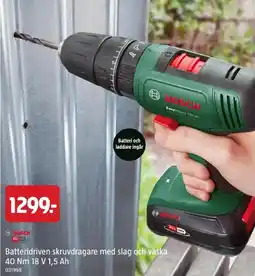 Jula Bosch batteridriven skruvdragare med slag och väska 40 Nm 18 V 1,5 Ah erbjuda