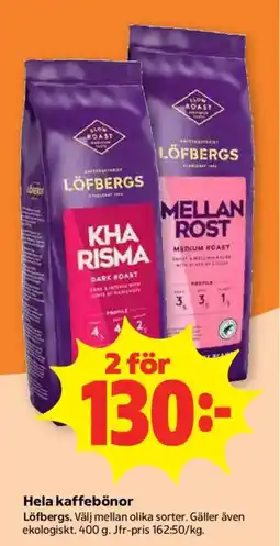 Coop Forum Löfbergs kaffebönor erbjuda